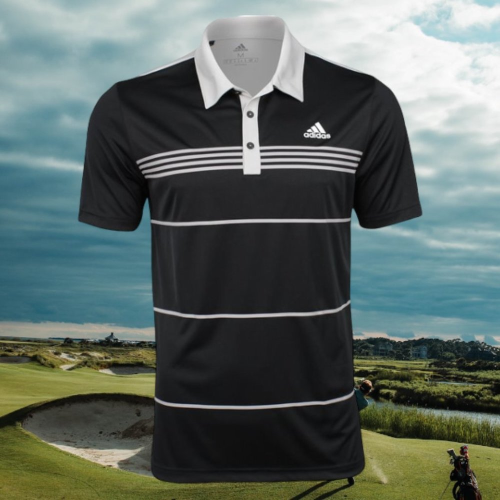 Adidas Climalite Mens Block Stripe Golf Polo Shirt - Picture 6 of 8